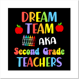 Second Grade Rainbow Girls Boys Teacher Team 2nd Grade Squad Posters and Art